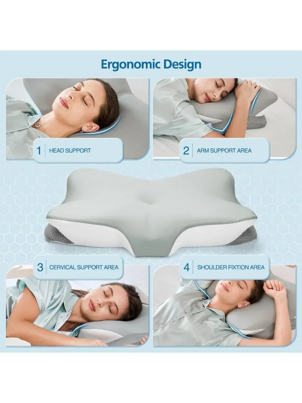 〽️Memory Foam Cervical Pillow Contour Orthopedic Neck Pain Relief Support Pillow